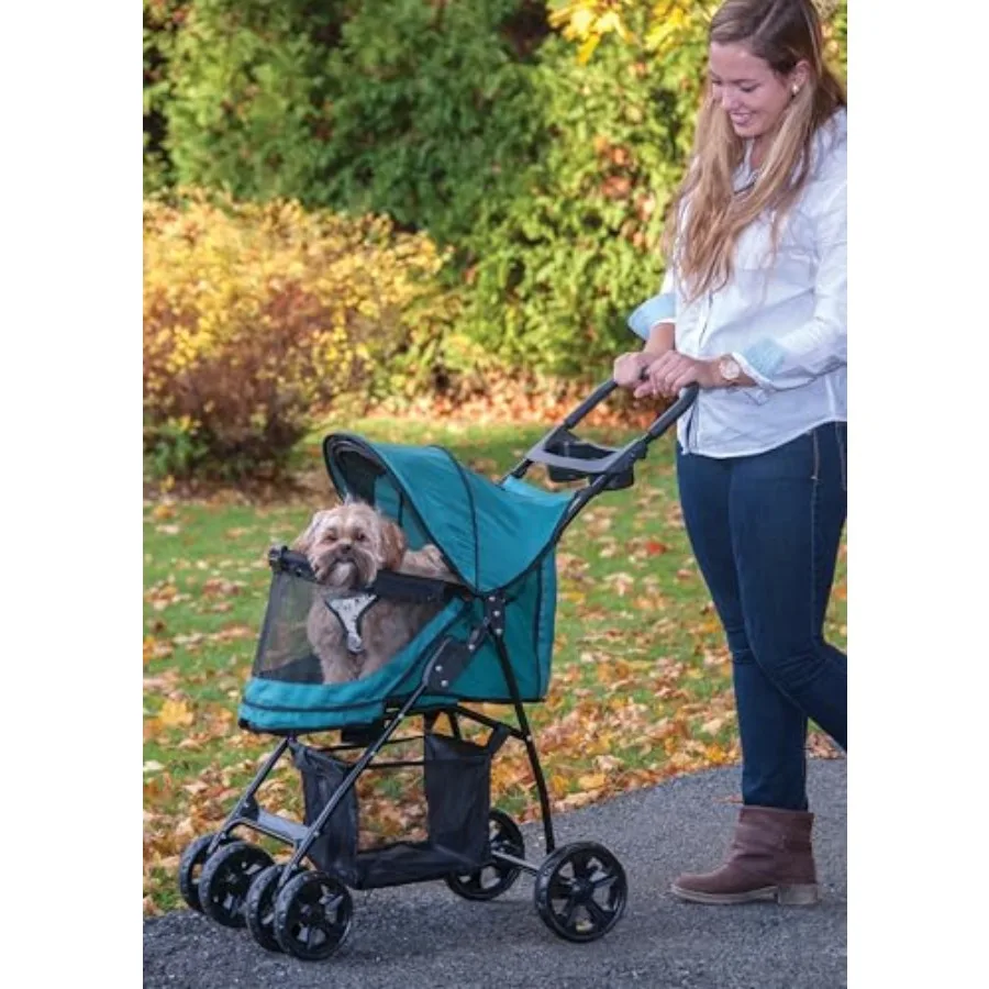 

Pet Gear No-Zip Happy Trails Lite Pet Stroller for Cats/Dogs, Zipperless Entry, Easy Fold with Removable Liner, Safety Tether,