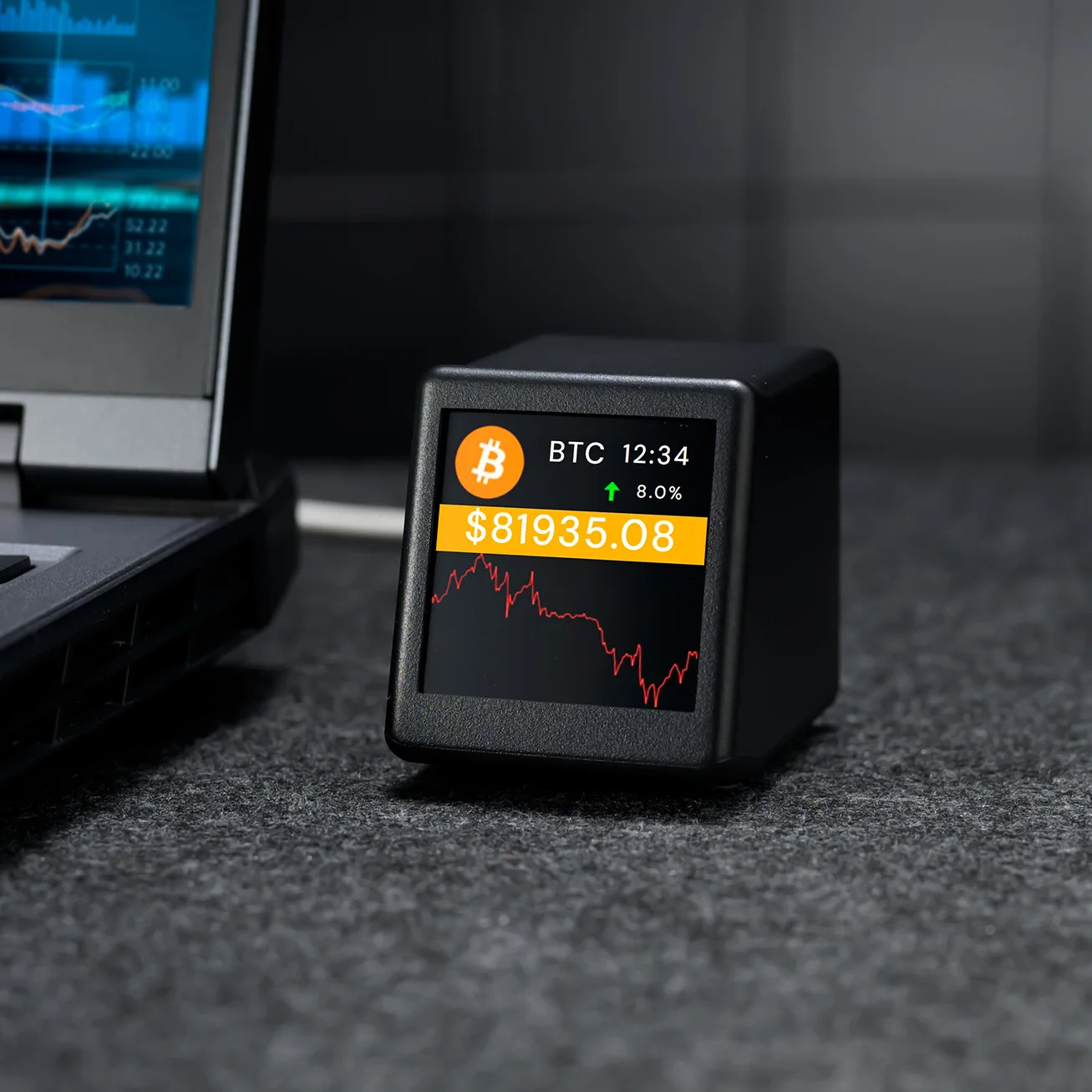 Desktop Crypto Price Tracker Bitcoin Real Time Ticker BTC ETH DOGE SOL XRP Stock Market Forex Gold Display WiFi Weather Clock