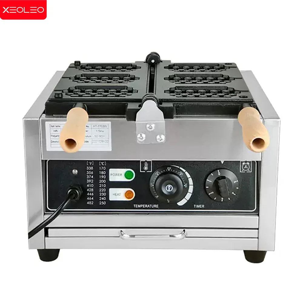 XEOLEO 1400W Commercial Electric Waffle Maker 3 Grids Waffle Machine Waffle Furnace Learn Cake Shape Waffle Making Machine