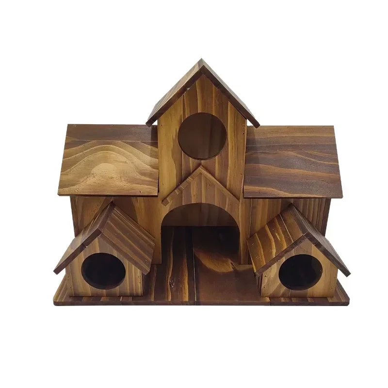 Maison d'oiseaux rustique en bois naturel, mangeoire suspendue d'extérieur, nid de Villa, décoration