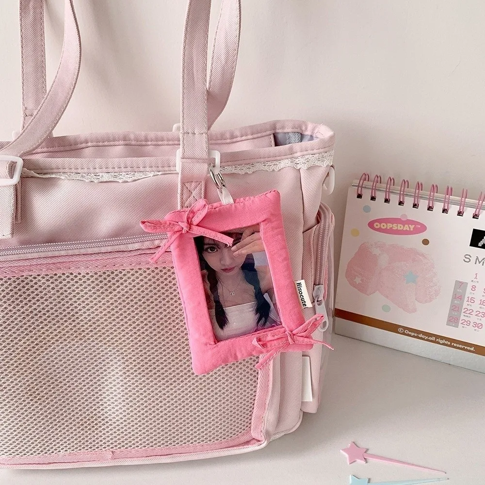 Fashion Pillow Shaped Card Holder Soft with Keychain K-Pop Idol Photo Card Storage Case 3inch Photocard Holder