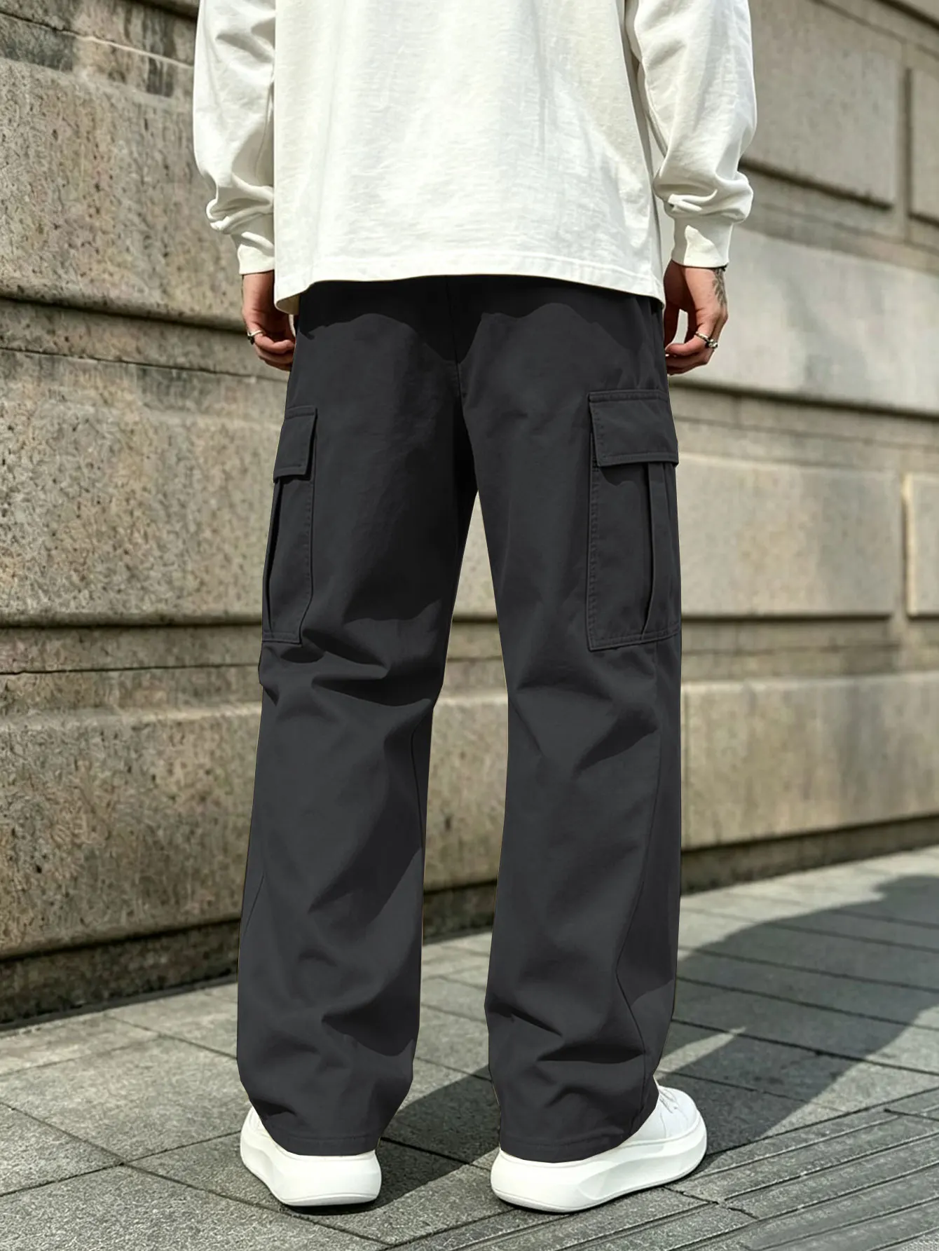 Herren Casual Gerade Geschnittene Arbeitshosen aus Gewebtem Stoff für Frühling & Herbst Modisch Bequem für den Täglichen Gebrauch – Detail 13
