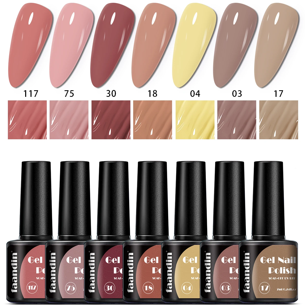 7Pcs/Set Faandin 0.24oz*7 Bottles Gift Box Set, Solid Color Pearlescent Gel Nail Polish Set, Rich Colors, Selected Purple Series, Red Series, Nude Series, Dazzling Nail Polish Set, High-Quality Nail Polish, Long-Lasting and Wear-Resistant, Not Easy to Fade, Easy to Remove, Suitable for Mothers, Suitable for Girlfriends, Perfect Gift, Wholesale Nail Polish for Nail Salons