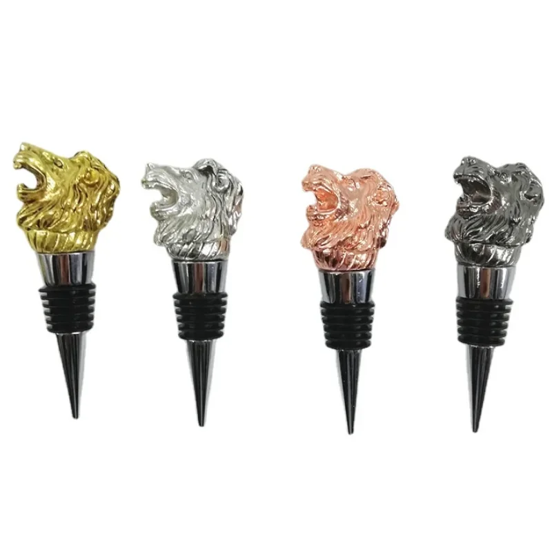 Creative Zinc Alloy Lion\'s Head Pour Spouts Vodka Red Wine Whiskey Wine Mouth Fresh Bottle Stopper Gift Decoration