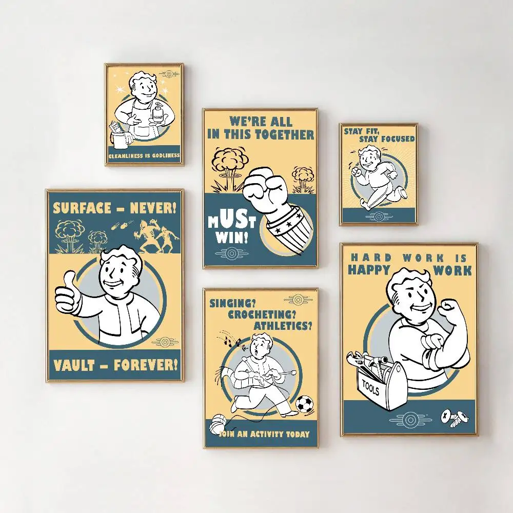 Classic Video Game F-Fallouts Vault Boys  Poster Mural for Living Room Bedroom Wall Office Wall Decor Gift for Friends Unframed
