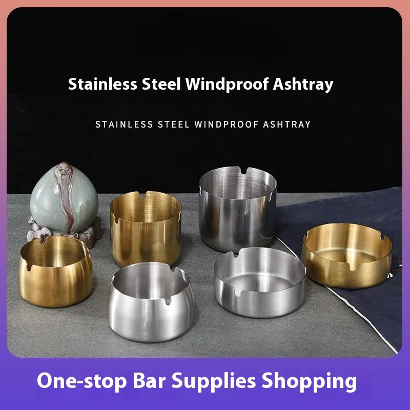

Stainless Steel Ashtray Portable Tabletop Silver Metal Ash Storage Tray Home Thickened Ashtray for Restaurant Hotel Bar Party