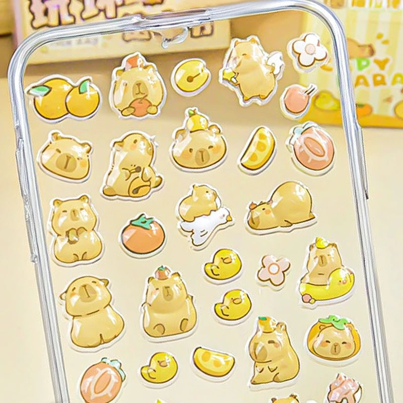 كابيبارا ثلاثية الأبعاد الإغاثة ملصق Bonbon قطرة لواصق الختم لطيف الديناصورات الباندا DIY بها بنفسك سجل القصاصات المحمول الحالات الهاتف حفلة لصالح هدية