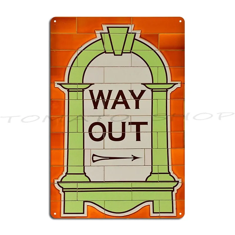 Underground Railway Tiled Way Out Sign Metal Plaque Wall Mural Wall Decor Retro Home Custom Tin Sign Poster