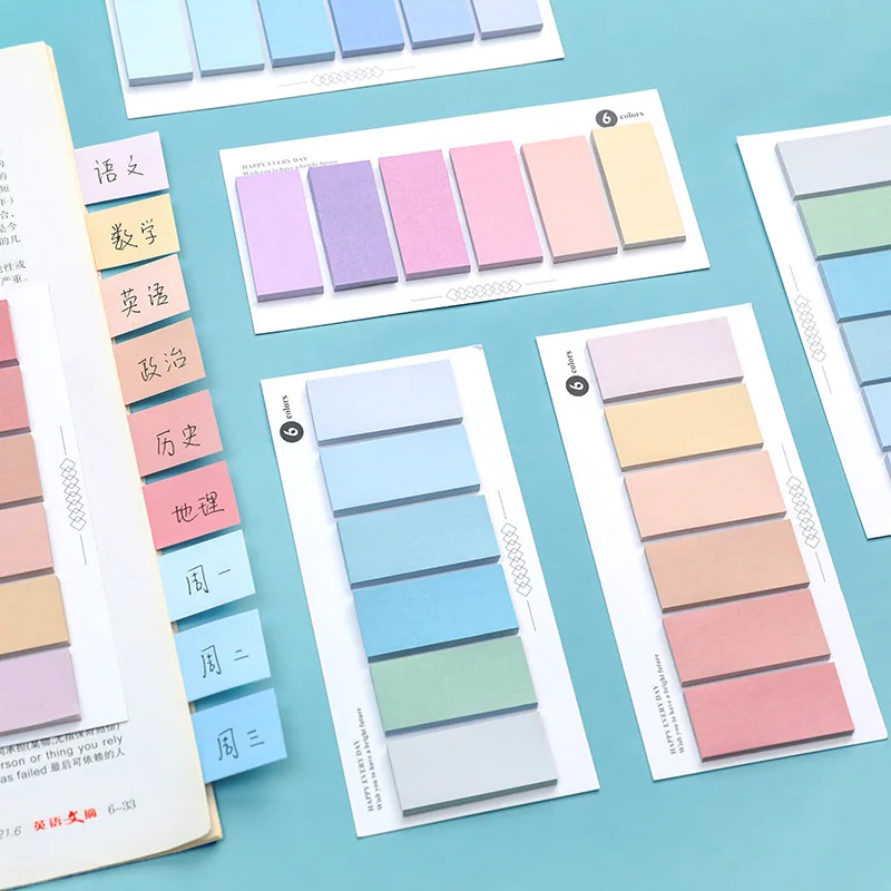120 Sheets/pack Colorful Sticky Notes Memo Pad Label Note Color Gradient Bookmarks Notepad School Office Stationery Supplies