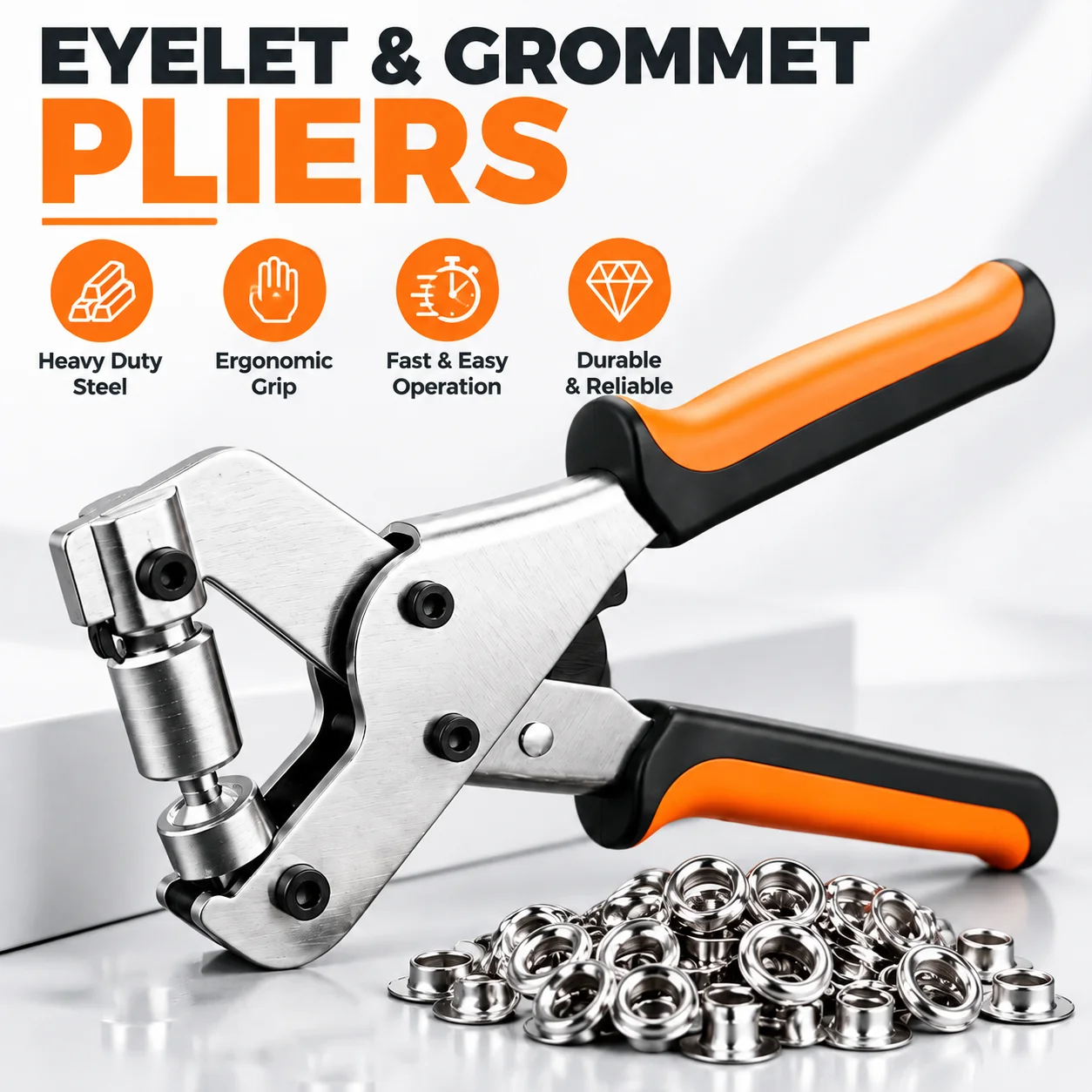 10mm Grommet Pliers Kit Tools Handheld Hand Press Metal Eyelet Hole Punch Plier for Leather Canvas Clothing DIY Tarp Ring
