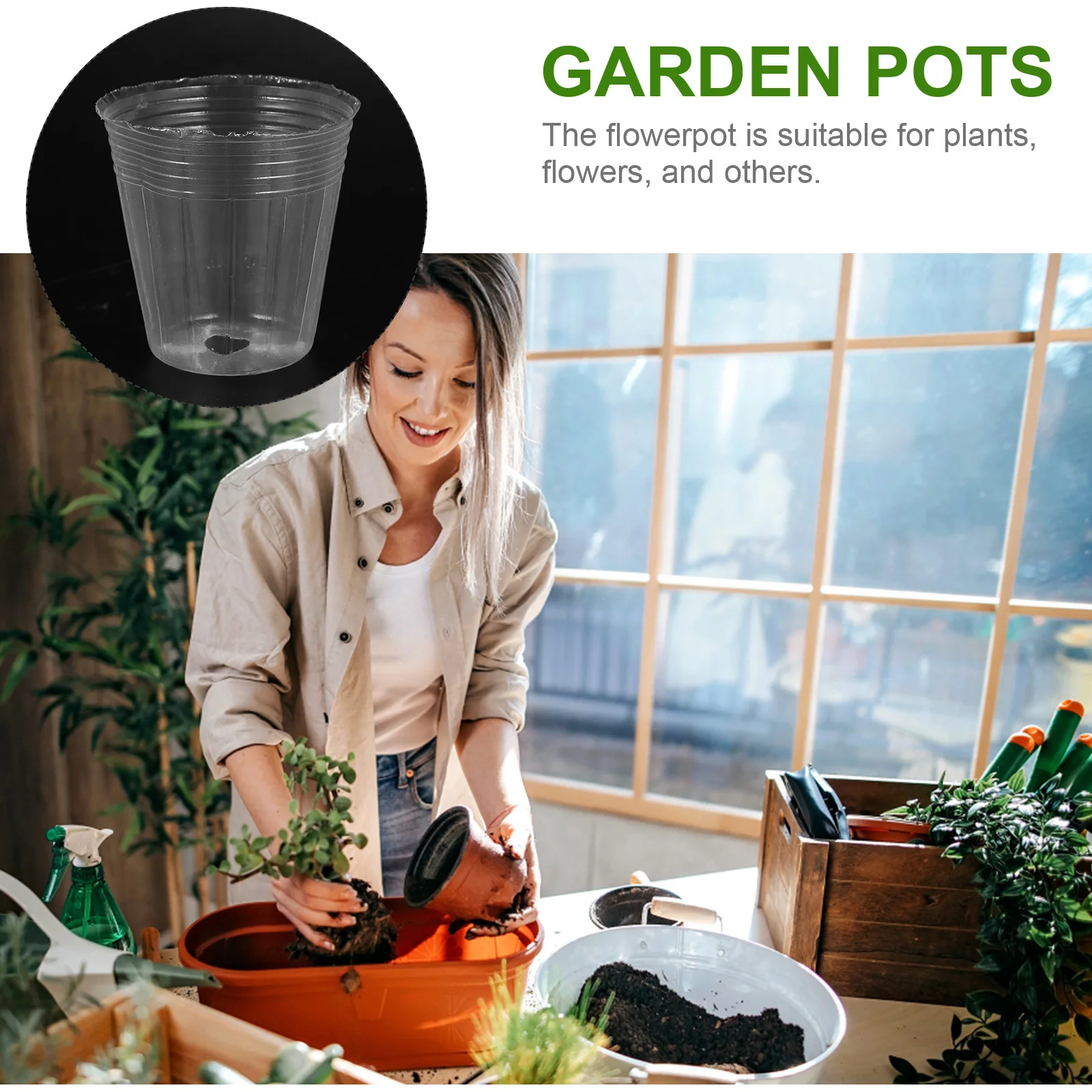 50pcs Seedling Plastic Nursery Pots For Plants Clear Flower With Drainage Holes Small Garden Plant Containers For