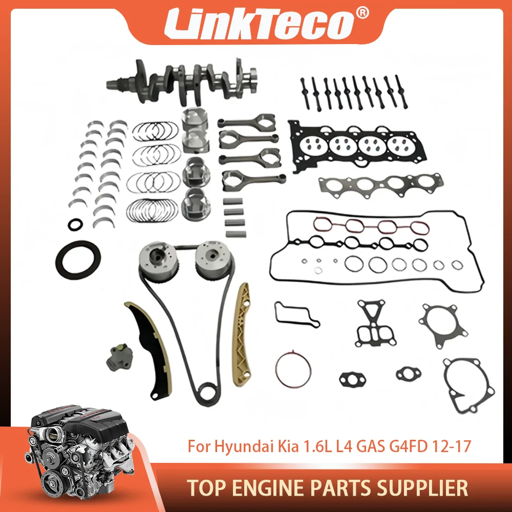 G4FD Engine Overhaul Rebuild Kit Crankshaft Timing Kit Fit 1.6 L L4 GAS For Hyundai Accent Veloster Kia Soul Rio 1.6L 2012-2017