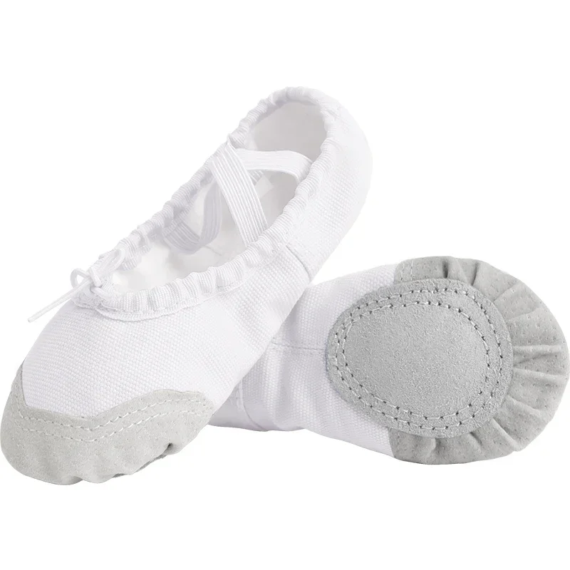 Canvas Split Soft Soled Ginástica Sapatos para meninas e mulheres, Bailarina plana para dançar, Ballet Shoes para crianças, Atacado, 5 pares