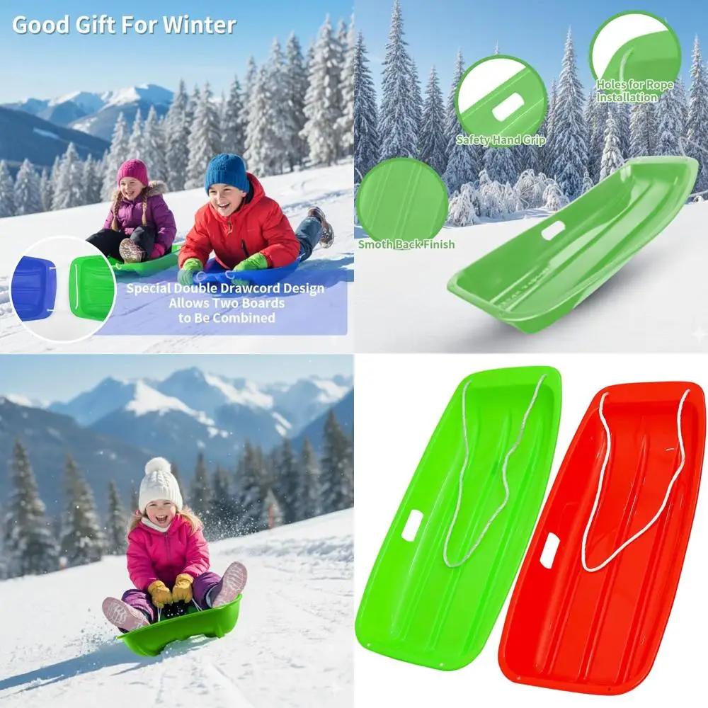 

Durable Winter Sled for Kids and Adults with Strong Handles and Towing Ropes, Ideal for 1-2 People Snow Sledding Fun