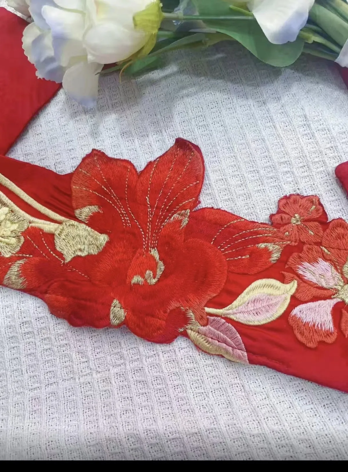 Chinese Hanfu Waist Belt Jacquard Fine Pattern Exquisite Peony Embroidery Irregular Shape Decorative Waistband For Cosplay Wear