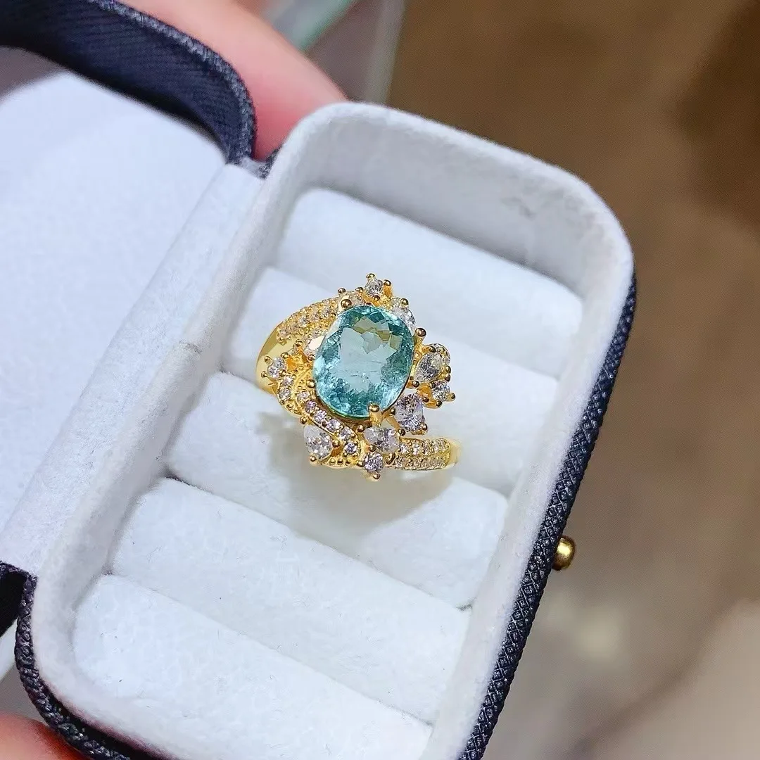 KJJEAXCMY High End Women's Ring Natural Apatite S925 Silver with Electroplating Boasting High Clarity Full Brilliance  Gift