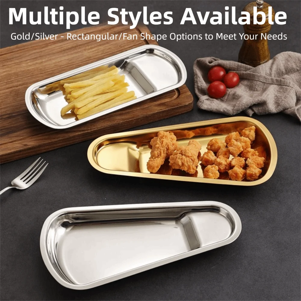 Creative Salad Serving Plate Irregular Outline Mirror Polished Cake Dessert Plate Food Grade Decorative Metal Storage Tray