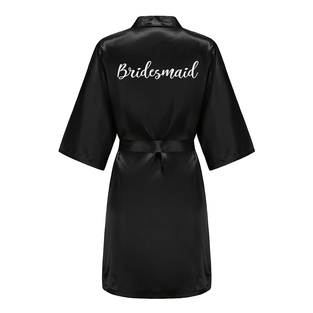 Black Women Silky Satin Robe Wedding Bridal Party Bride Bridesmaid Robes Kimono Loungewear Dressing Gowns image 4