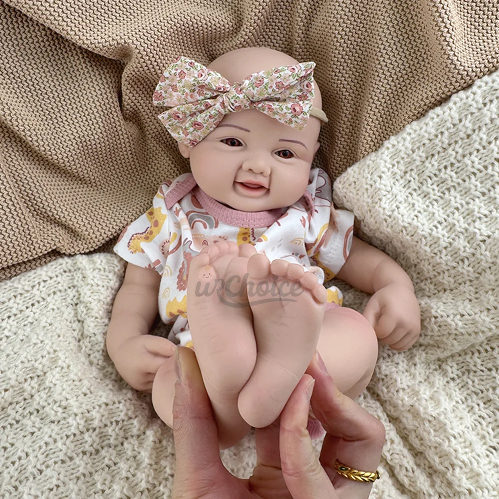 40cm Full Silicone Doll Angelic Grin Baby Girl with Pacifier Authentic Reborn Infants Doll for Depression & Loneliness Support