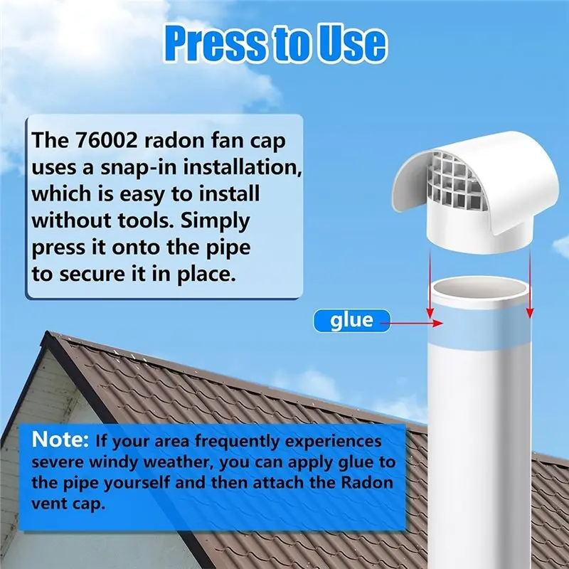 TFORU-PVC Pipe 3 Inch Outdoor Roof Vent Hood Cap, Radon Vent Cap Protection From Rain, Snow, Leaves& Small Animals