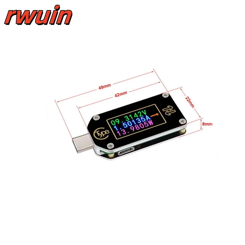 RD TC66/TC66C Type-C PD Trigger Digital Voltage Ammeter Capacity Meter Multimeter 2 Way Measurement Charger Battery USB Tester