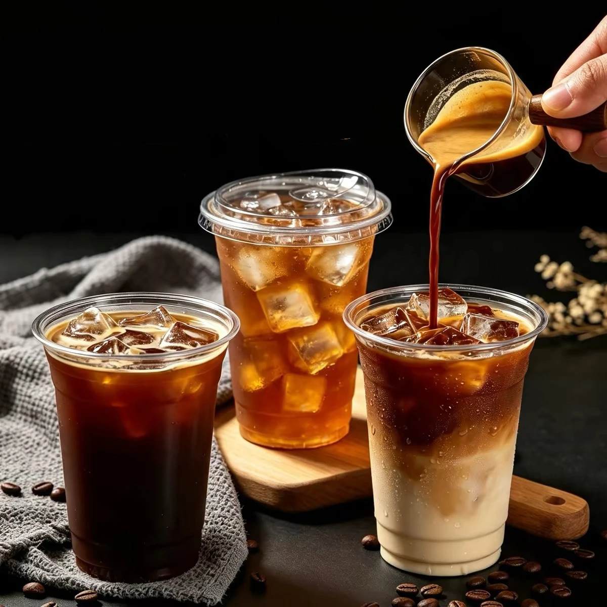 Plastic Cup 50Pcs - Disposable Coffee Cups, Cold Drink Cups,