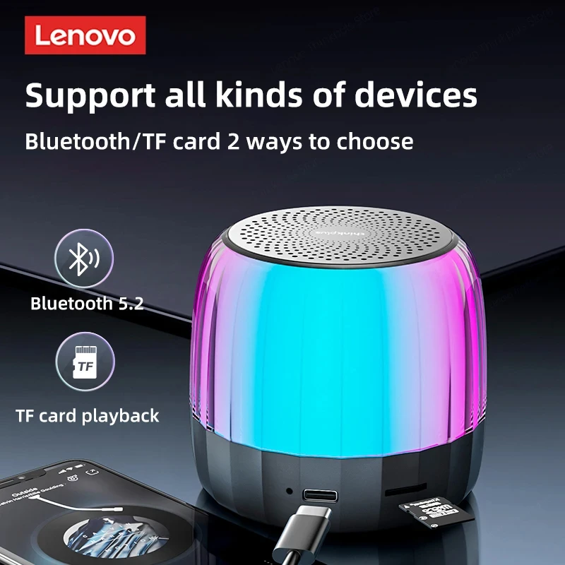 Choice Lenovo K3 Plus Bluetooth 5.2 RGB altoparlante leggero impermeabile Usb altoparlante esterno Subwoofer lettore portatile