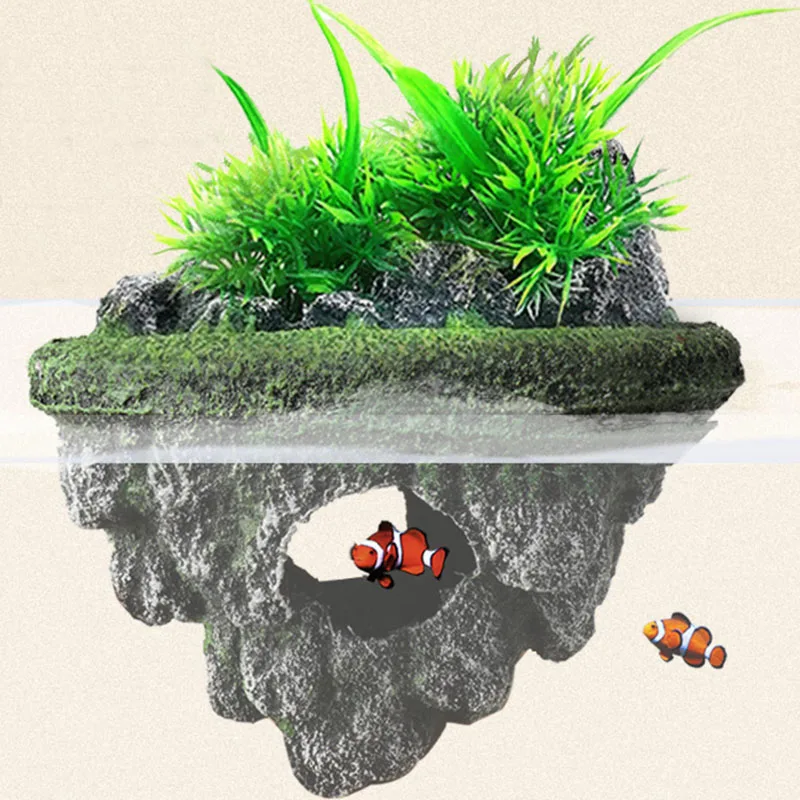 Fish tank Suspended Stone Floating Ornaments Simulation Decor Pumice Ecological Scenery Rockery Landscaping Stone Shelter Cave