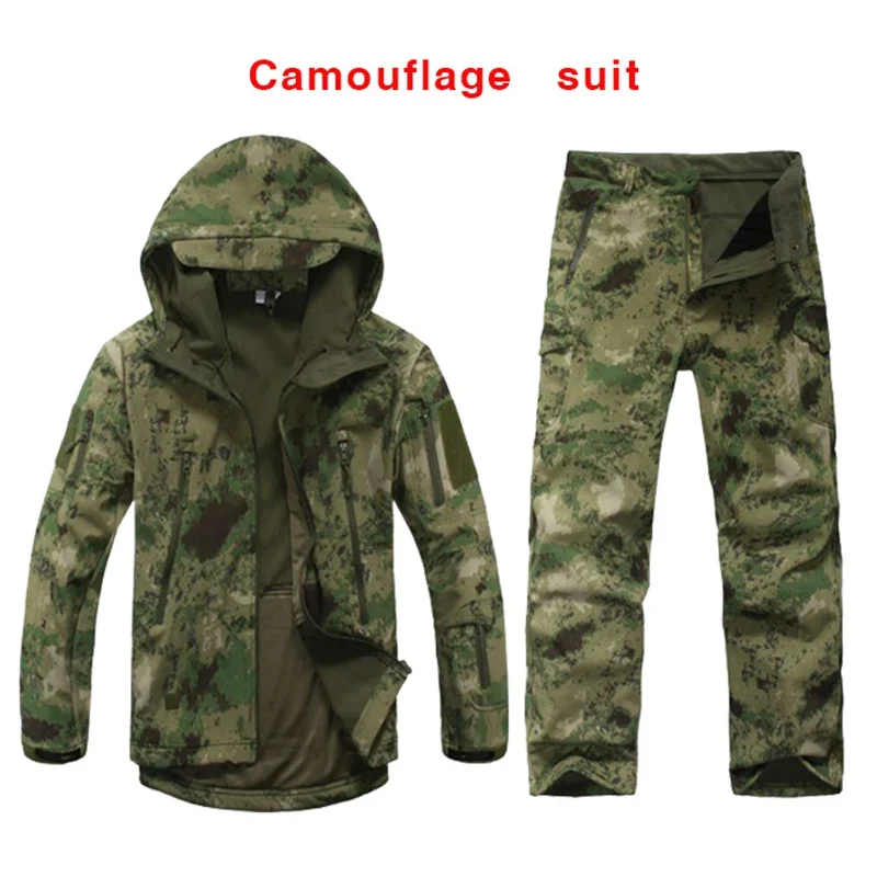 

Brand New Tactical Softshell Camouflage Set Men Windbreaker Waterproof Hunting Clothes Camo Jacket And Pants