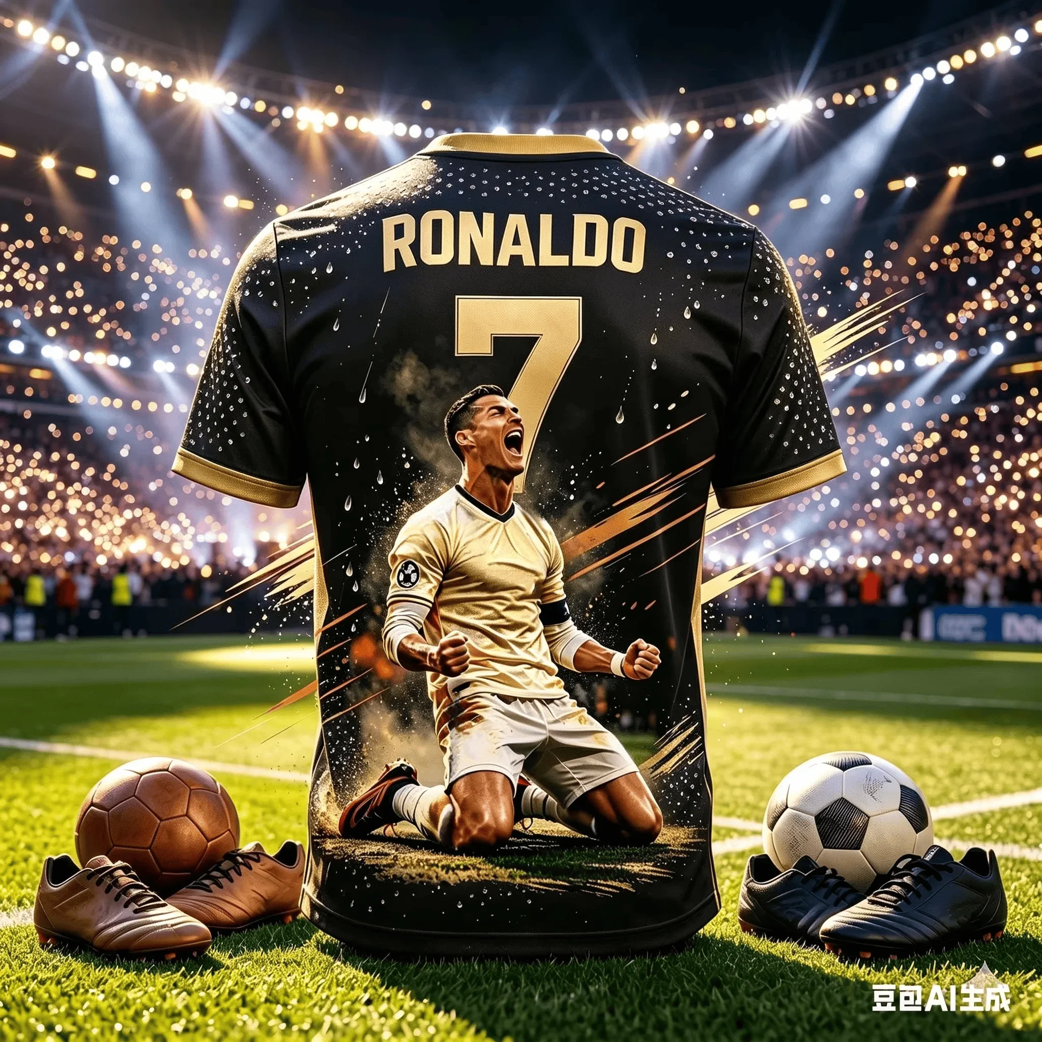 Cristiano Ronaldo Nr. 7 Fußball-Zweiteiler-Set, 3D-gedrucktes Trikot & Shorts, mehrfarbige Fan-Sportbekleidung für Erwachsene & Kinder – Detail 13