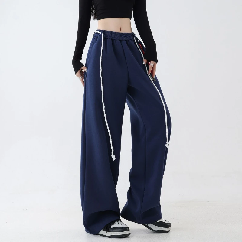 Ankela Red American Retro Jazz Dance Hip Hop Sports Pants Women's Loose Street Dance Pants