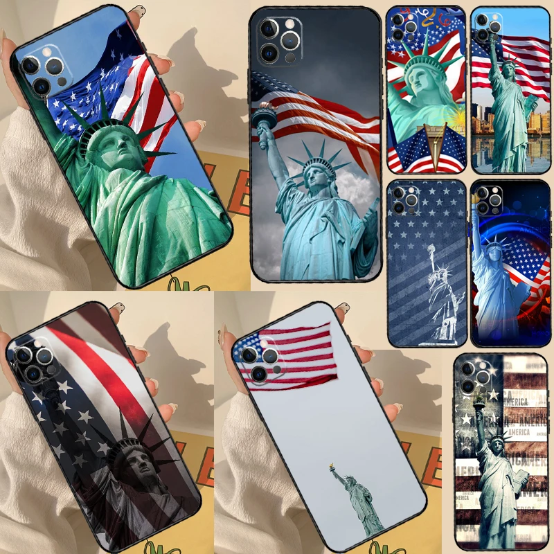 Casing Patung Liberty Bendera Amerika untuk Honor Magic 7 6 5 Lite Sampul untuk Honor 200 400 Pro 50 70 90 X9 X8a X8b X9a X9b X9c