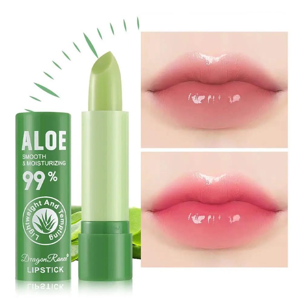 Moisture Lip Balm Long-Lasting Natural Aloe Vera Lipstick Lip Color Temperature Women Changing Nouritious Beauty Makeup I6I2