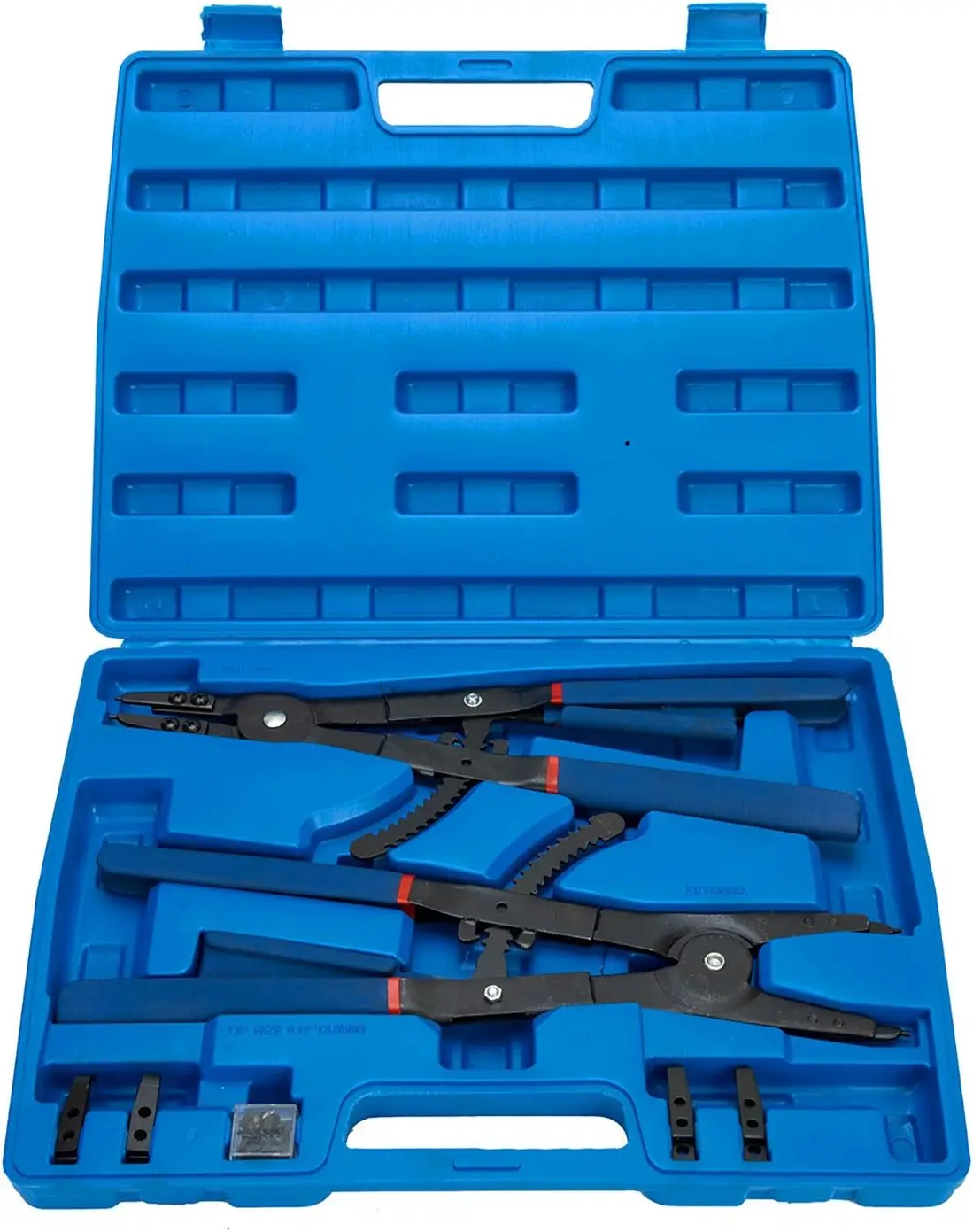 

Набор усиленных плоскогубцев для стопорных колец с прямым и изогнутым наконечником (45°) ° , 90 ° Советы по внешнему и внутреннему применению - 16 дюймов