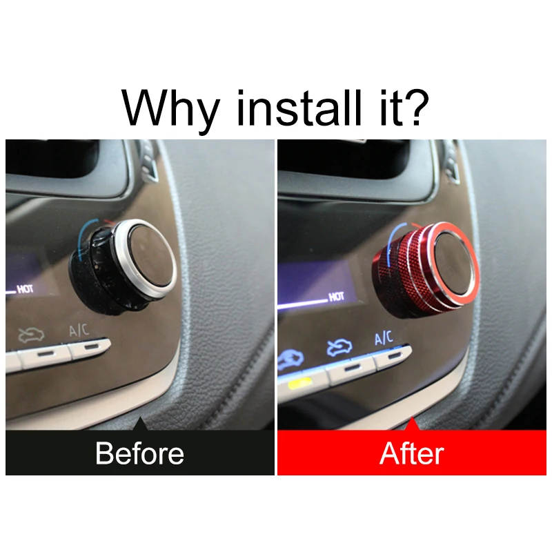 For Toyota Corolla E210 2019 2020 2021 2022 2023 2024 Hybrid Car Air Conditioning Knob Trim Cover Control Switch Decoration Ring view 3