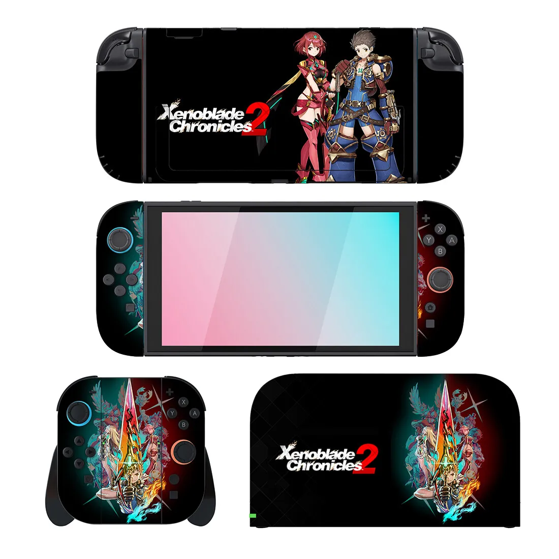 Xenoblade Chronicles حامي ملصق الجلد لنينتندو سويتش 2 وحدة التحكم حوض شاحن حامل حامل Joy-con تحكم الفينيل