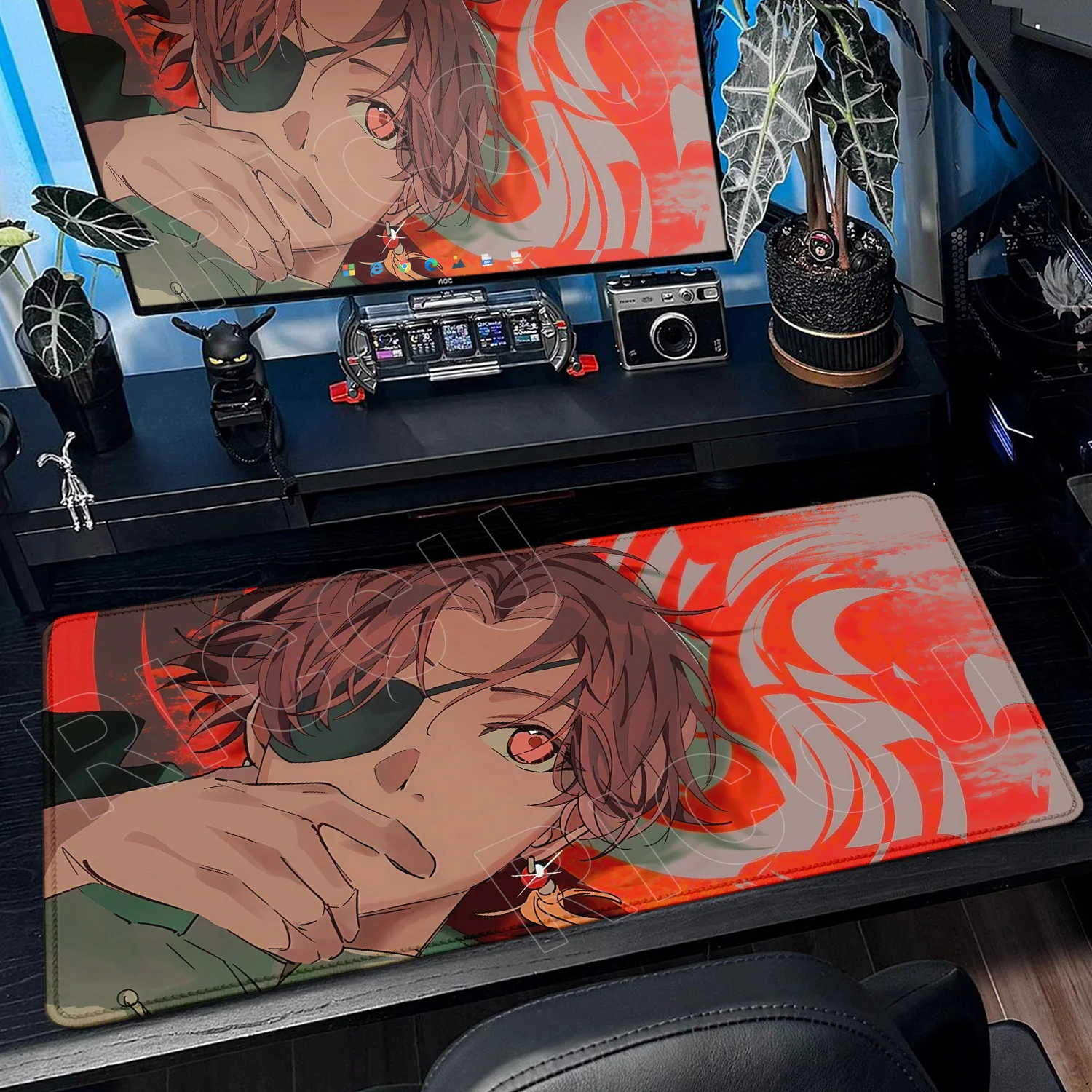 Large Anime Wind Breaker Mouse Pad Rubber Non-Slip Locking Edge Deskmat PC Gamers Computer Keyboard Tablepad Office Accessories