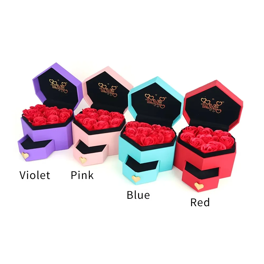 

9 Roses Heart Shape Jewelry Gift Box with 100 Languages I Love You Necklace, Romantic Anniversary Birthday Valentine's Day Gift