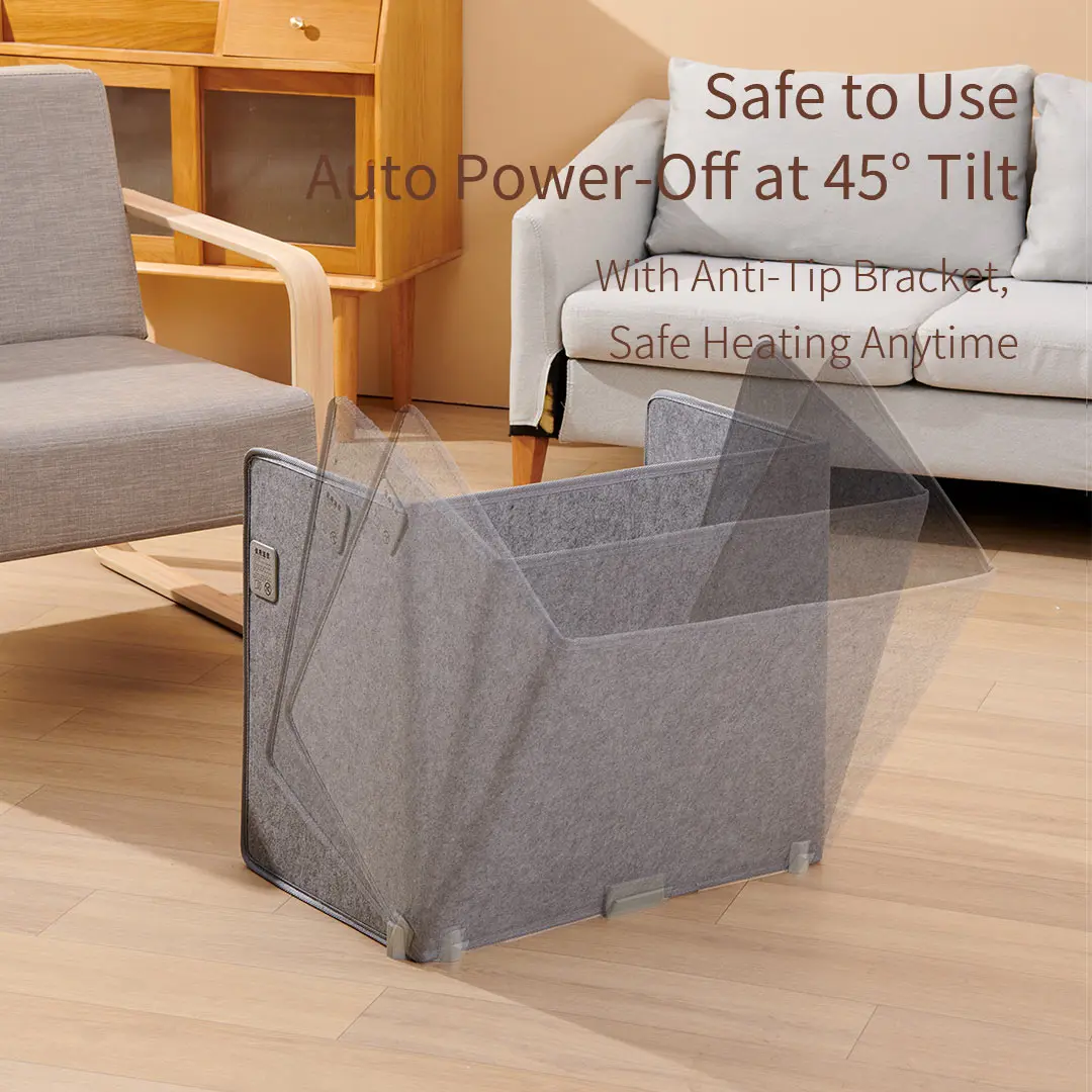 Foldable Under-Desk Foot Warmer 3-Level Temperature Control 2/4H Timer 45 ° Tilt Auto-Power-Off Silent Flameless Office Home Fireplace