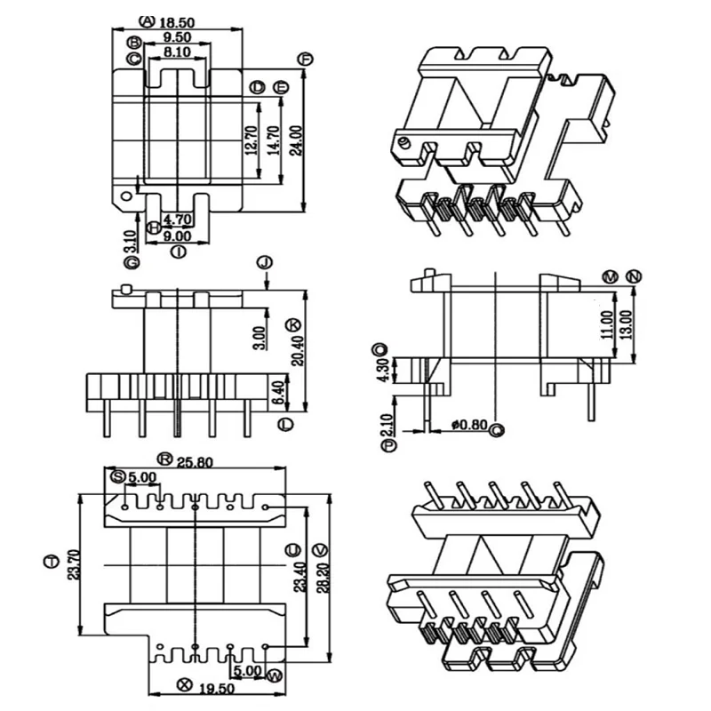 high frequency transformer EE28EI28 ferrite  core PC44  and widen bobbin vertical 5+4pins  10set/lot free shipping