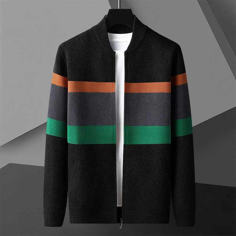 

Busin повседневный вязаный свитер для мужчин, приталенный верхняя одежда с бейсбольным воротником на молнии, корейский Sle, весенне-осенний сезон Faion