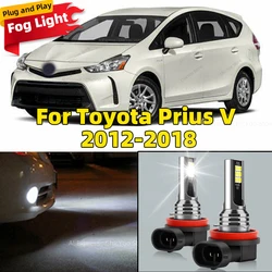2Pcs 6000K LED Lamp Car Front Fog Light H8 H9 H11 Accessories For Toyota Prius V 2012 2013 2014 2015 2016 2017 2018
