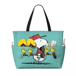 Custom Large Snoopy Golf Tote Bag for Women Cartoon Beagle Dog Shopping Shoulder Beach Gym Travel Bag