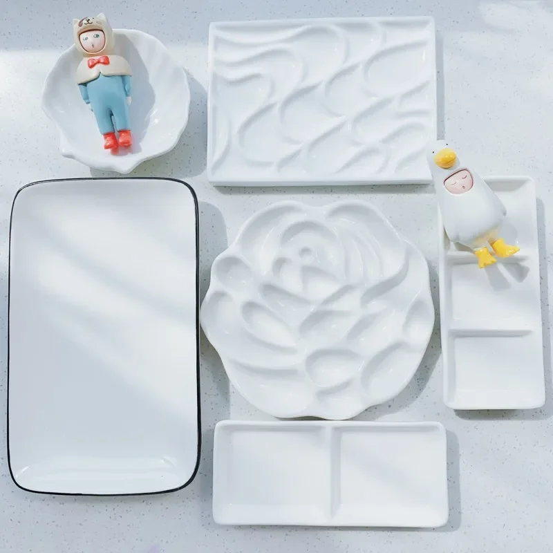 

Ceramic Artist palette Watercolor gouache paint ceramic palette white wave rose type palette painting dedicated easy to clean