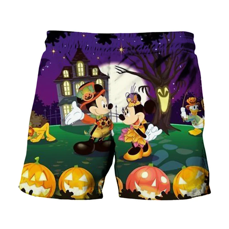 Disney Brand Stitch And Mickey Minnie Print Summer Men\'s Swimwear Beach Club Y2K Halloween Collection Fashion Casual Shorts 2024