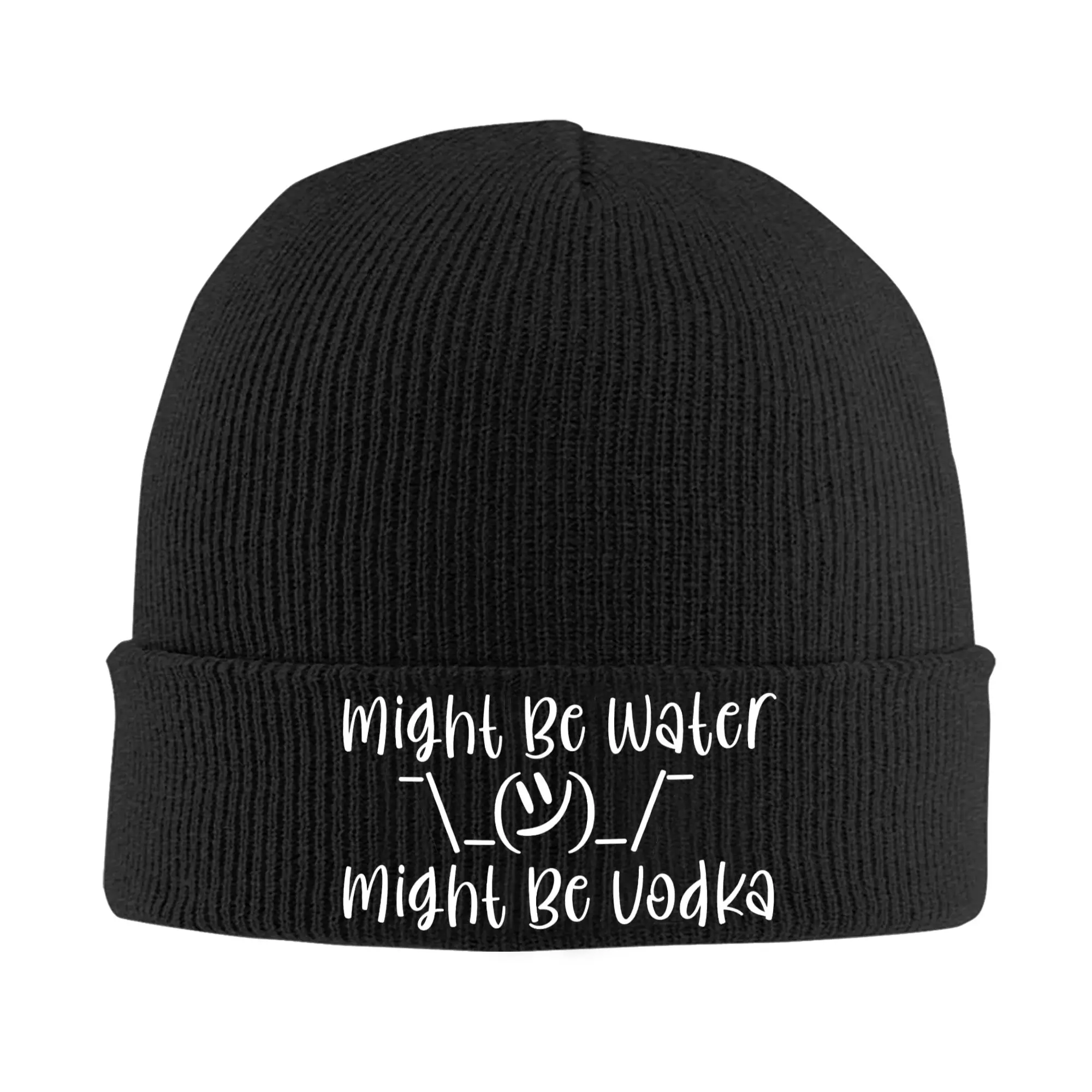 Might Be Water Might Be Vodka Beanie Hats  Bonnet Hats Unisex Adult Street Gym Knit Hat Autumn Winter Printed Head Wrap Caps