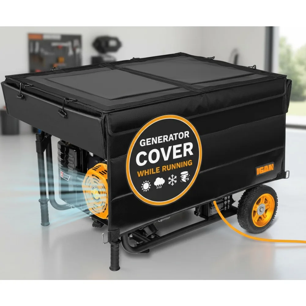غطاء مولد مقاوم للماء عالي التحمل لموديلات 3500 وات - 12000 وات - حماية للجري والتخزين في الهواء الطلق، أسود #1