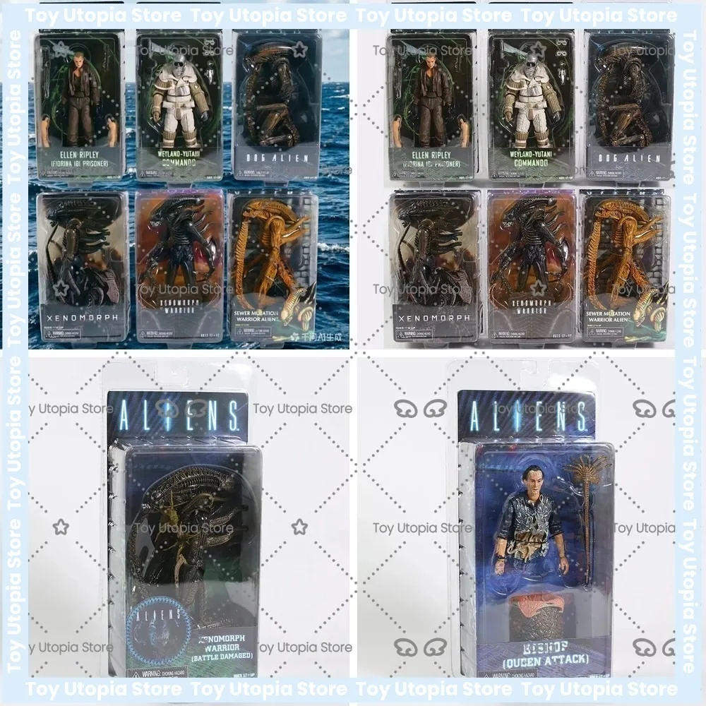 Figura de Acción Coleccionable NECA de 7 Pulgadas de Alien Xenomorfo Guerrero, Alien Perro, Ellen Ripley, Weyland Yutani, Bishop y Cameron