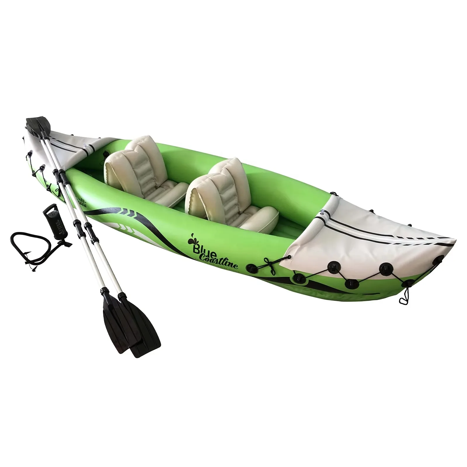 Inflatable Fishing Boat Quality Assurance 2-Person Inflatable PVC Kayak Stable Design for River Drifting Outdoor