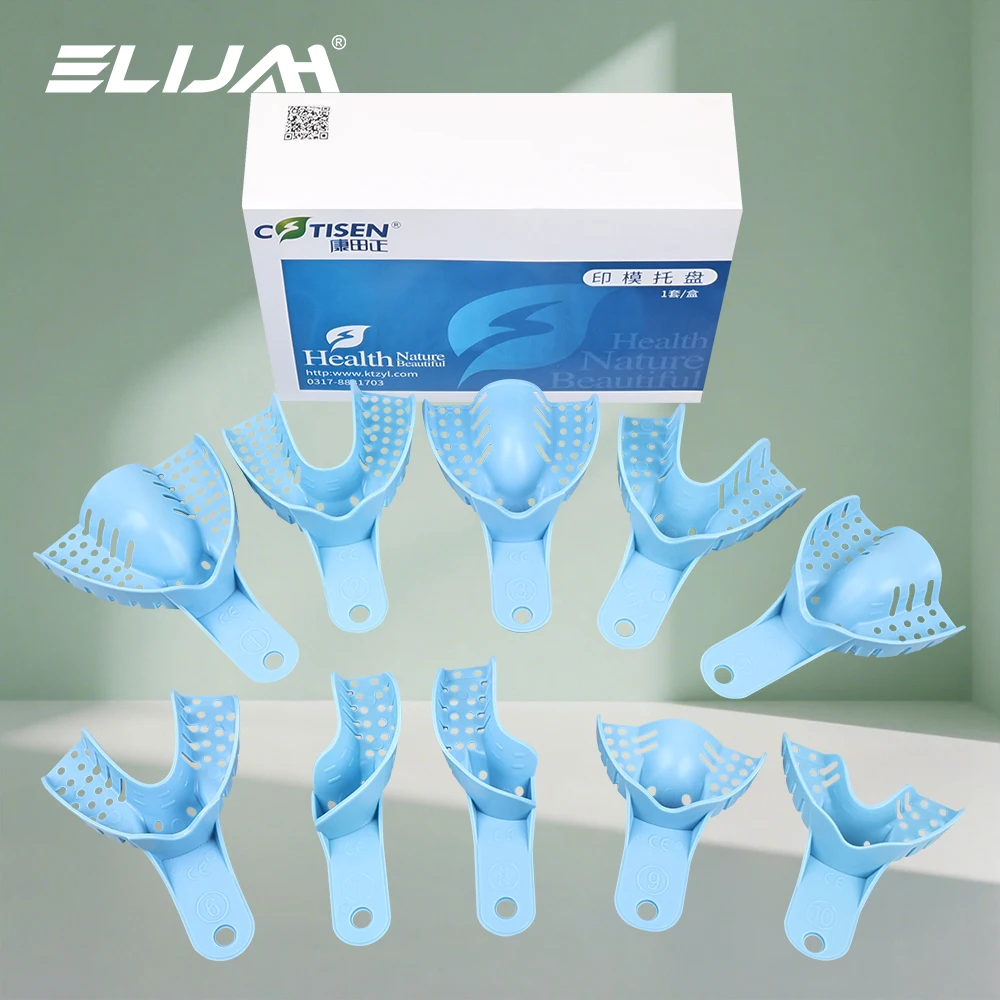 

ELIJAH 10Pcs/set Dental Plastic Impression Tray 121℃ Autoclavable Dental Impression Trays Without Metal MeshDental Lab Materials